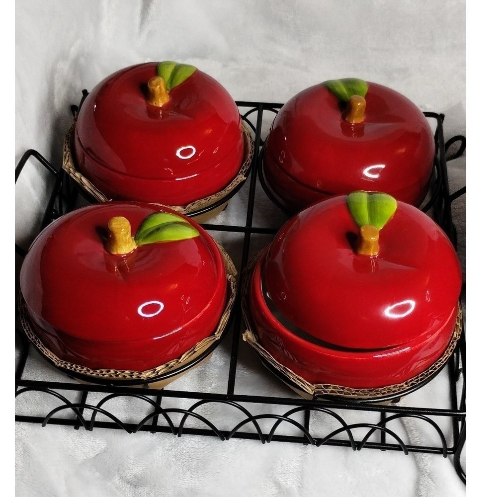 New‎ Temptations presentable Big Apple 3QT Tureen Set w/Wire Rack+4 Lidded Bowls - Picture 4 of 16